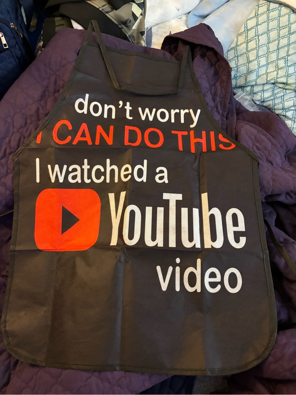 YouTube Branded Black Apron with Red and White Print